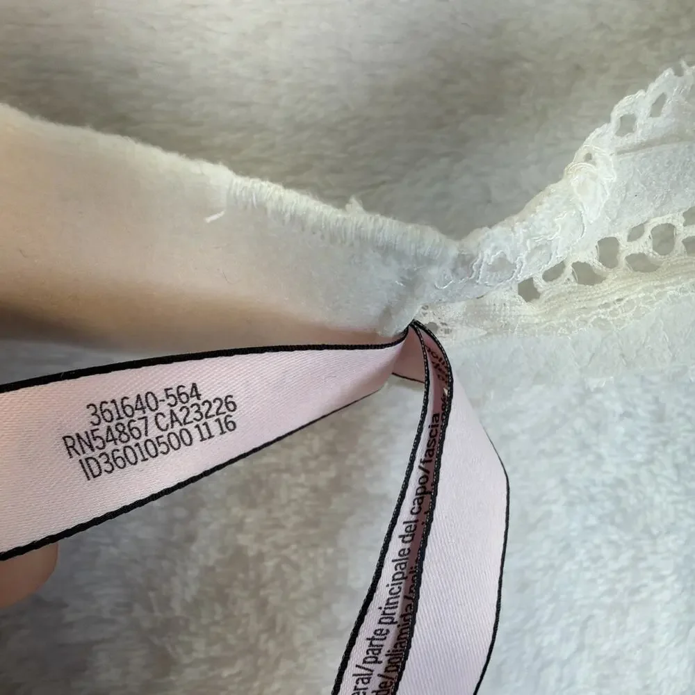 Victoria's Secret Long Line Halter Bralette XS Lace Top White Ivory Coquette